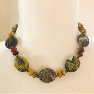 Vintage carved stone necklace